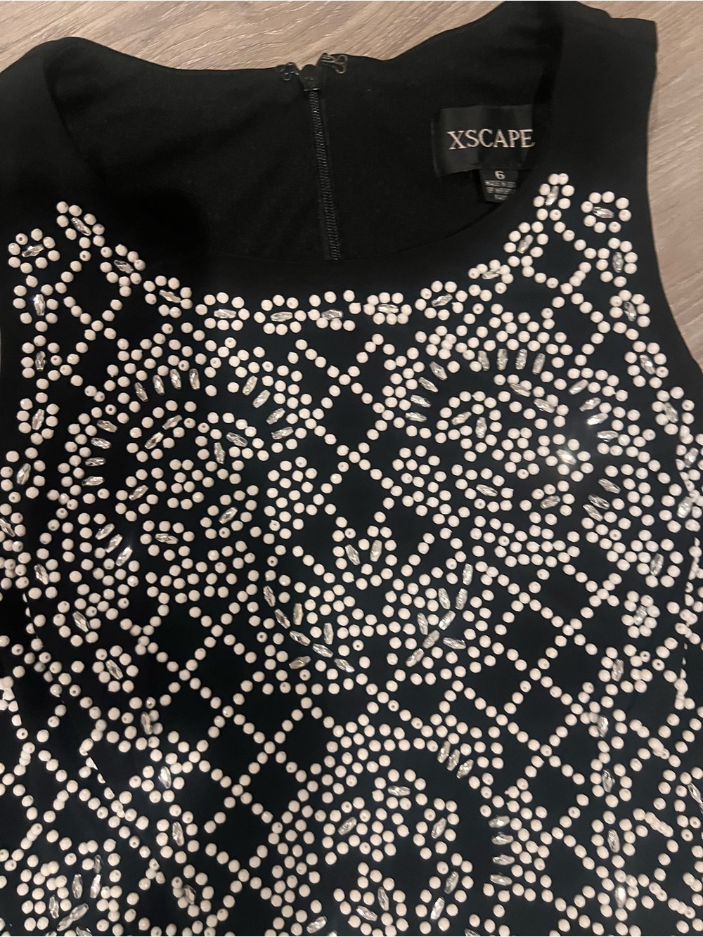 Xscape Black and White Beaded Sheath Prom Event Dress - Picture 5 of 9